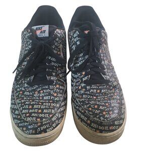 Nike Air Force 1 'Just Do It' Print Sneakers Black Mens Size 11 AF1